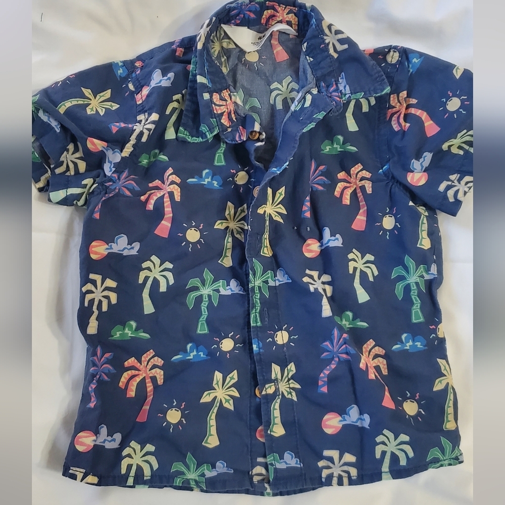 H&M Blue Tropical Print Shirt